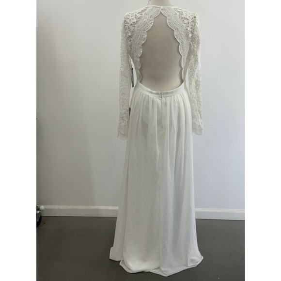 New Lulu's White Long Lace Wrap Bodice Women's A-Line Ball Gown Size L - NWT - Picture 3 of 6